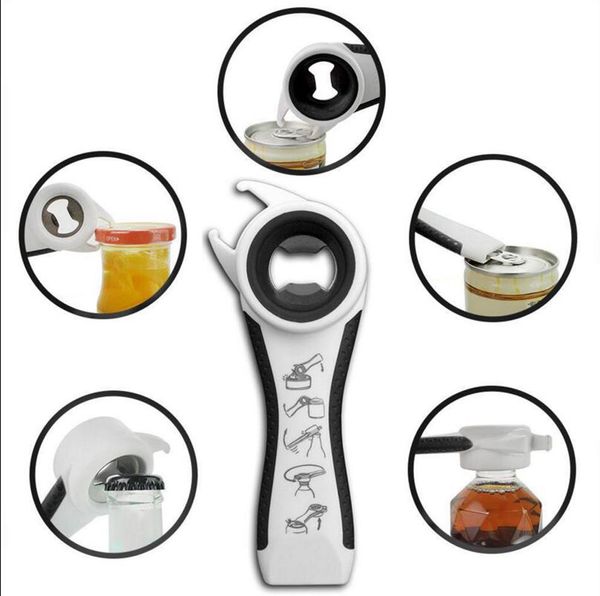 

2018 multifunctional 5 in 1 bottle opener jar can kitchen manual opener tool gadget stainless steel beer bottle opener tc180802