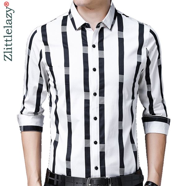 

2018 social long sleeve striped designer shirts men slim fit vintage fashions men's shirt man dress jersey casual clothing 36765, White;black