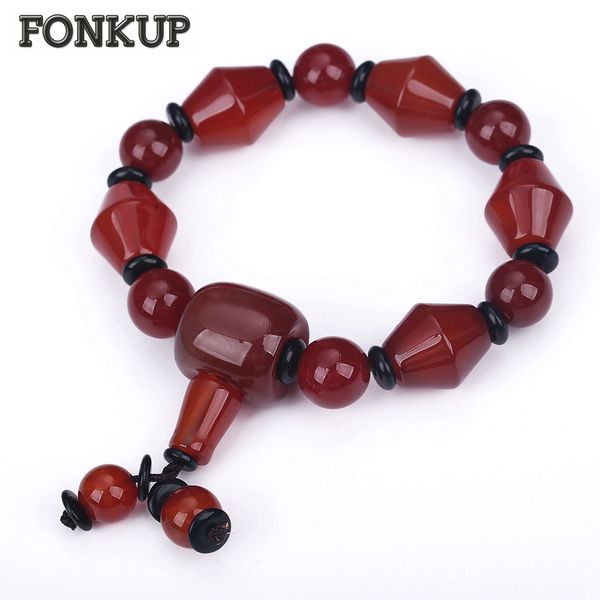 

forkup red agate bracelet geometric irregular bangle hyperbole men wedding jewelry male hand chain bead spacer greek reflective, Golden;silver