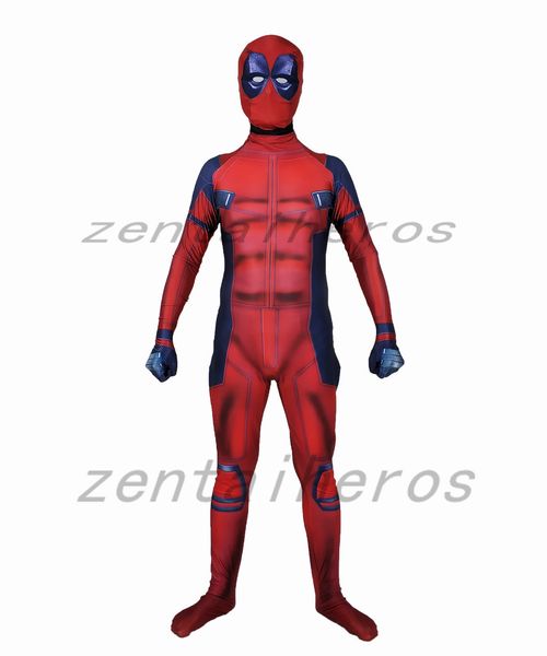 

3d printing muscles deadpool costume cosplay superhero costume lycra zentai bodysuit halloween party suit, Black;red