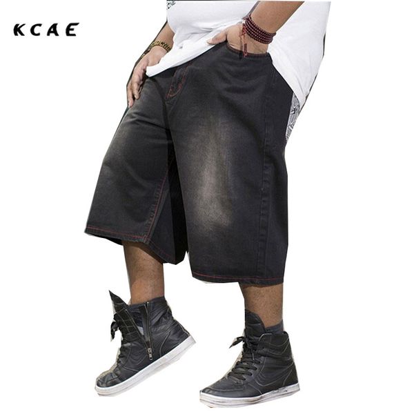 

men's shorts mens plus size 30-46 100% cotton baggy jeans men leisure denim for big and tall jogger 46, White;black