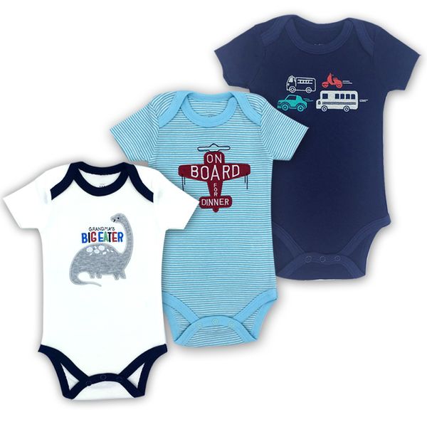 

3 pcs lot baby boys girls clothing baby bodysuits short sleeved 100 cotton child toddler underwear infant romper factory wholesale, Blue