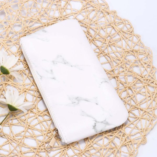 

pu brush makeup bag zipper closure marble handbag pouch beauty brush holder cosmetics storage new sale