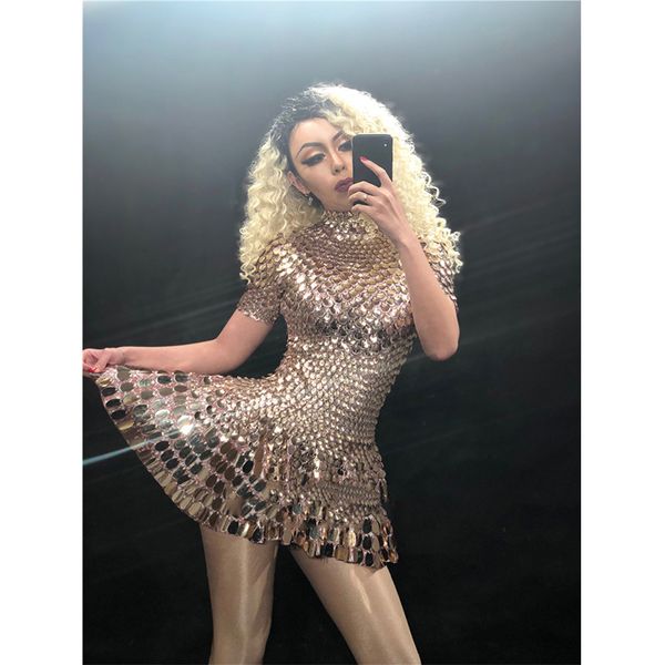 

shining lovely sequins mini dj gogo dress costume celebrate rhinestone bodysuit birthday silver dresses nightclub leotard, Black;red