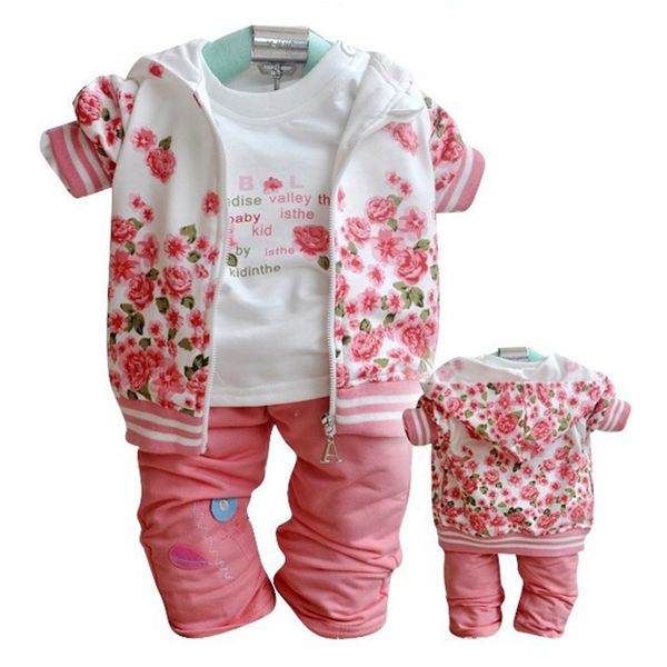 Toddler Kids Baby Girls Clothes Floral Jacket Coat Pants Outfits Sets Tracksuit