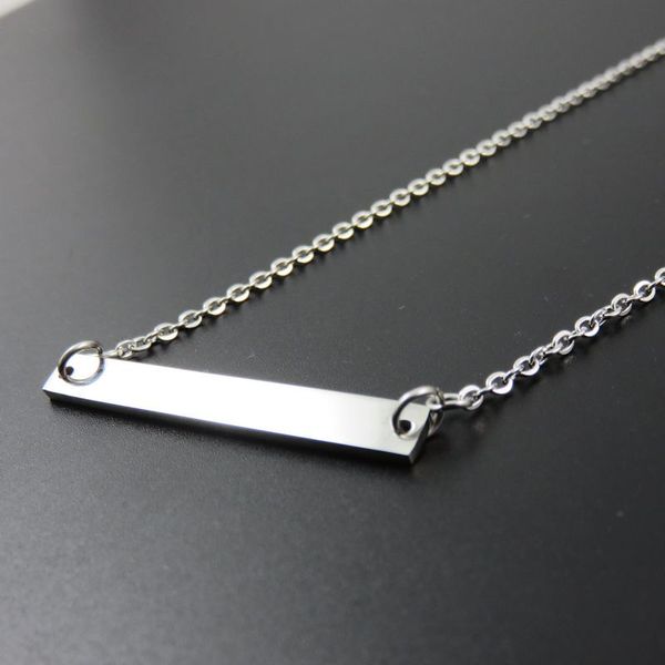 

whole salesilver tone blank id bar necklace pendant,fashion bijoux circle simple pendant women lady girl's necklace gift jewelry, Golden;silver