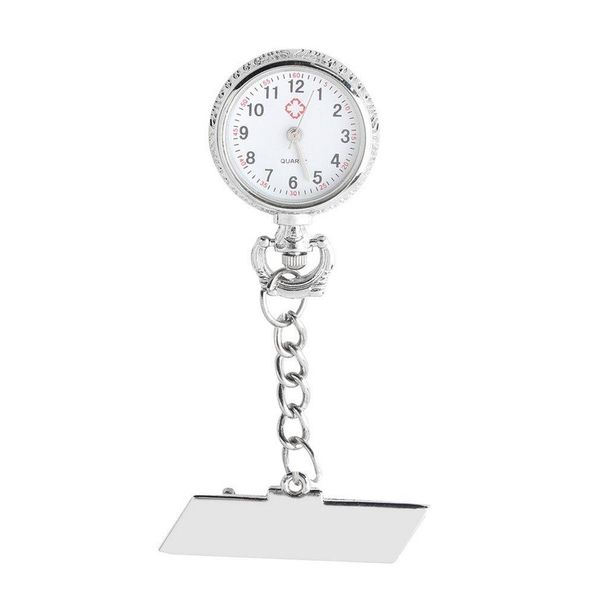 

women pocket watches fashion metal fibula nurse clip-on brooch pendant hanging pocket gift, Slivery;golden