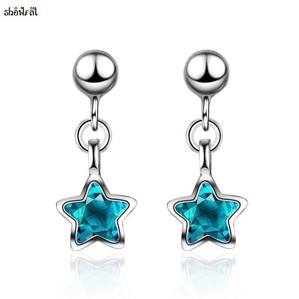 

crystal earrings stud women sliver color crystal bohemian star earring stud earrings for women boucle d'oreille jewelry 2018, Golden;silver