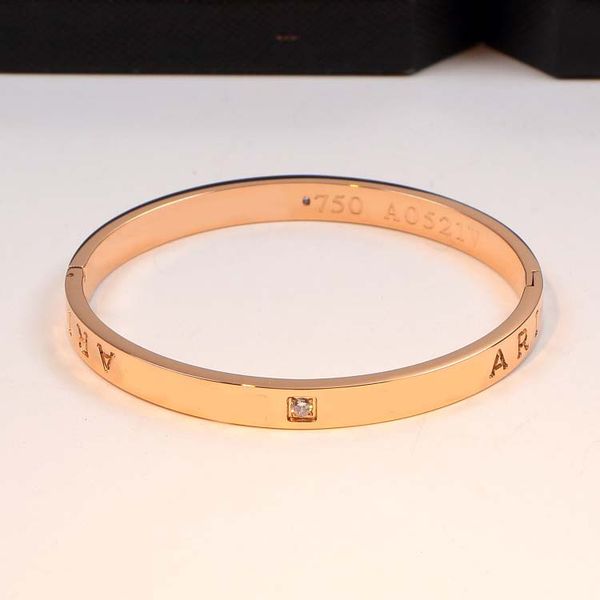 

16cm stainless steel bracelet bangle for women men letter wedding jewelry never fade three-dimensional single crystal stone bangle242g, White