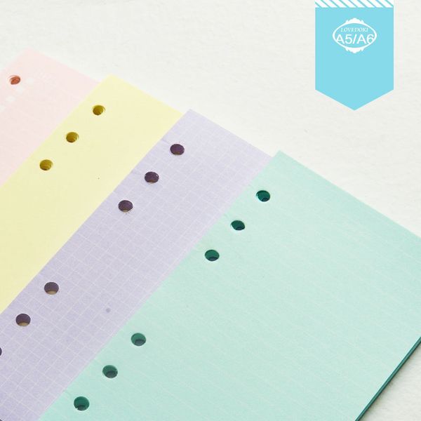 

lovedoki 2017-2018 refills for dokibook notebook accessories a5 a6 solid color planner inners filler papers 50pcs set inside, Purple;pink