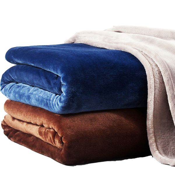 

solid color flannel coral fleece blanket super soft plaid coverlet sofa cover winter warm sheets easy wash faux fur blankets