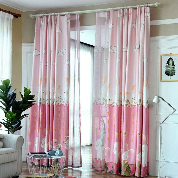 Cute Blackout Cartoon Curtains For Kids Children Bedroom Living Room Green Pink Color Printed Rabbit Curtain Drapes Cortina Canada 2019 From Bigmum