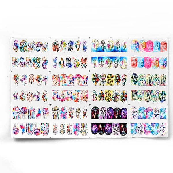 

mtssii new 1 sheet 12 designs mix owl dream catcher flowers nail art water transfer decal sticker nail art tattoo slider label, Black
