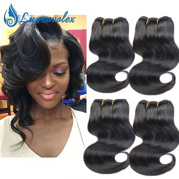 Onda Do Corpo brasileiro 4 Pacotes 8 Polegadas Curto Extensões de Cabelo Humano 8A Brasileiro Virgem Do Cabelo Humano Weave Bundles 50g / Pcs Total 200g Atacado