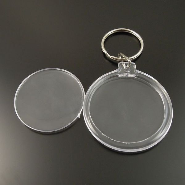 

wholesale 8pcs/pack graceangie key chain round transparent blank plastic insert p picture frame keyring key chain 35665, Silver