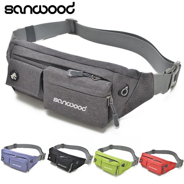 

waterproof nylon zipper waist bag earphone hole shoulder bag pouch