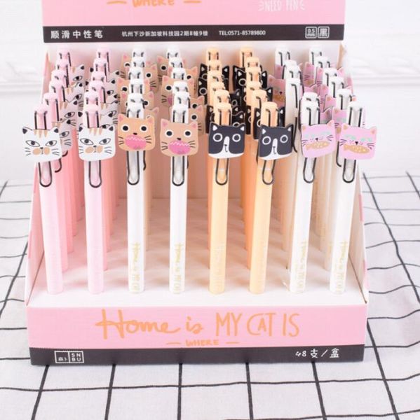 

4 pcs/lot 0.5 mm square cat meow gel pen ink pen promotional gift stationery school & office supply