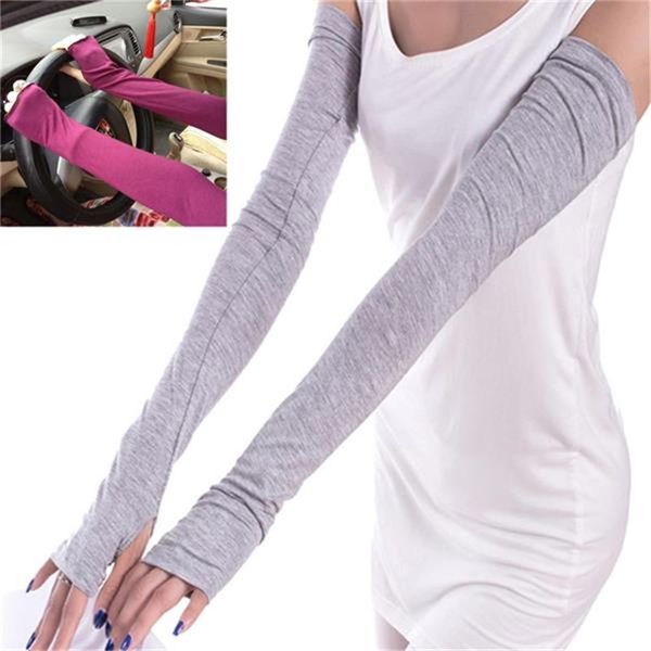 

new style women cotton ladies fashion long arm sleeves sunscreen riding gloves summer arm warmers, Blue;gray