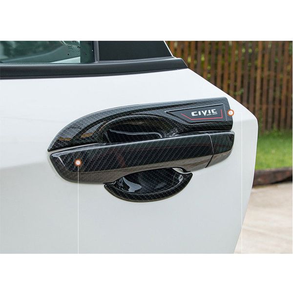 

12pcs carbon fiber style side door handle cover trim for honda civic 2016-2018