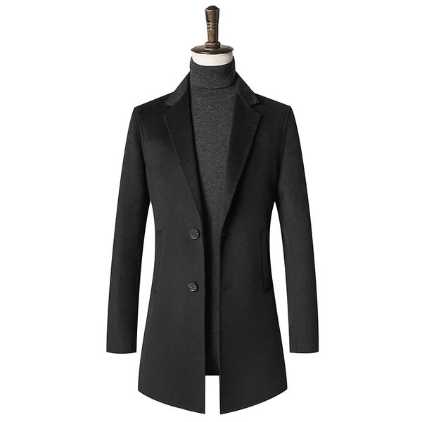 

2018 new style winter coats men business double sided woolen casual fashion trench coat men,men's long windbreaker, Black