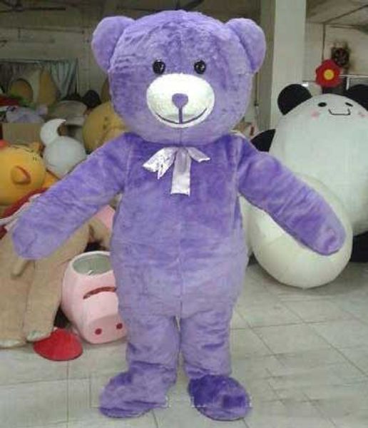 

2018 a purple colour bear fur mascot costume with tie for to wear, Red;yellow
