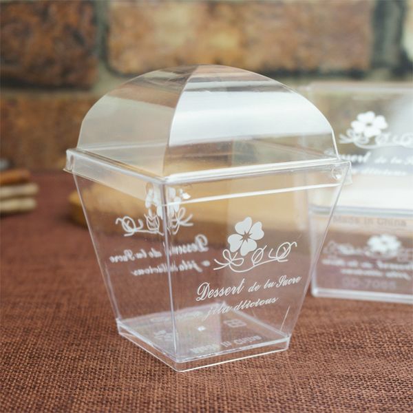 

mini clear square dessert cups with lid jelly pudding tiramisu cup cake desserts container home diy baking tools
