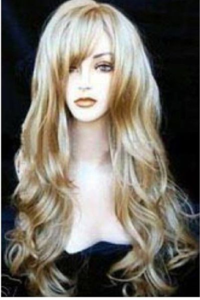 

sell new fashion blonde cosplay party long wavy full wig, Black