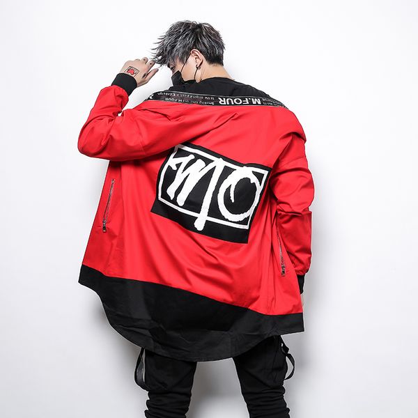 

2018 new autumn men trench jacket male mont erkek street fashion hip-hop windbreaker coat letter printing overcoat abrigo hombre, Tan;black