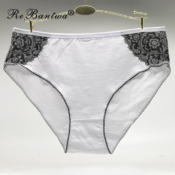 

rebantwa 5pcs/lot big yards 2xl/3xl/4xl ladies cotton underwear plus size women's lace panties large size printed mummy knickers, Black;pink