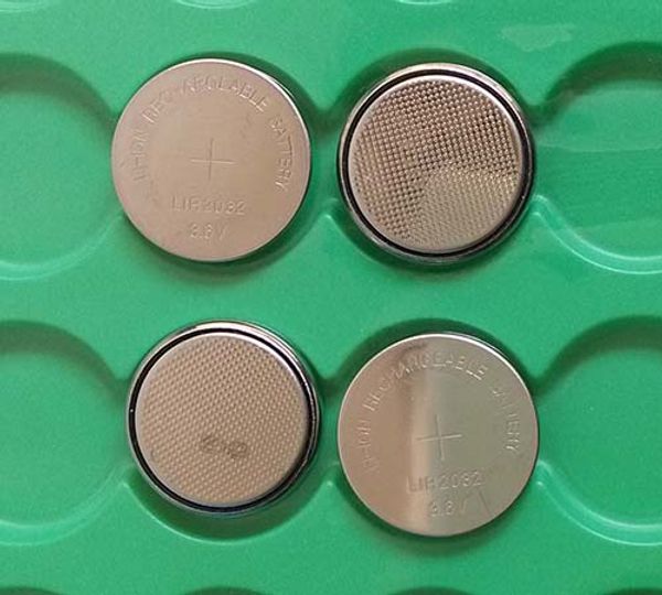 300 pièces par lot 100% frais 3.6 v LIR2032 pile bouton rechargeable piles bouton li-ion