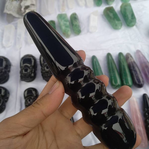 

reiki stick black obsidian 7" massage polished metaphysical healing wand