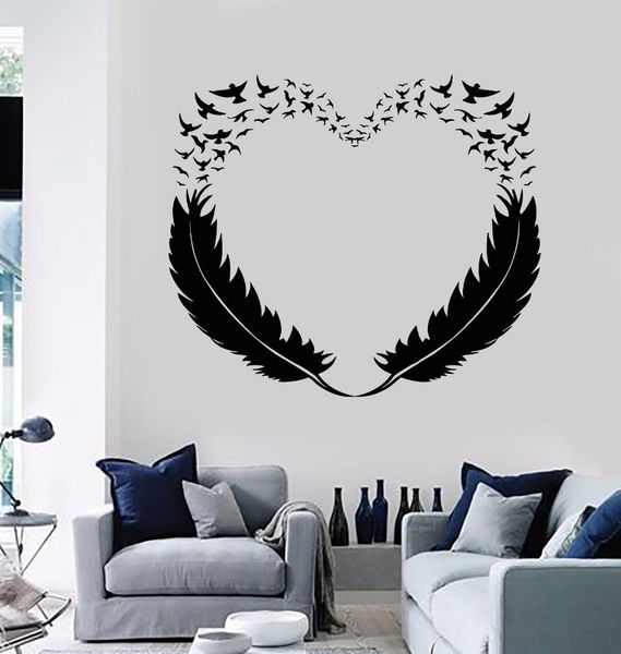 Feathers Heart Wall Sticker For Living Room Bedroom Home Wall Decoration Big Wall Decals Big Wall Stickers From Onlybrand 8 75 Dhgate Com