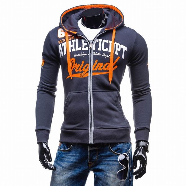 

Zipper Hoodies Men Sudaderas Hombre Hip Hop Mens Brand Letter Hooded Zipper Hoodie Sweatshirt Slim Fit Men Hoody XXL