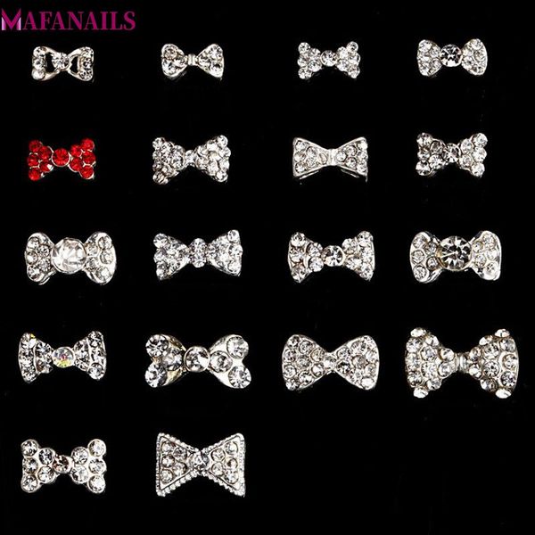 

10pcs/lot 3d nail gems rhinestones silver/red nail crystals gems 18 different bow design for decor ml153-170, Silver;gold