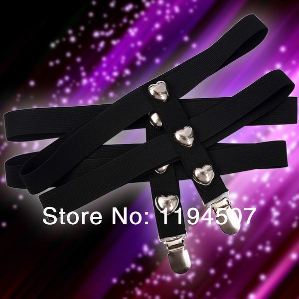 

2016 new wholesalepair - heart studded leg garters cage garters 42cm, Black;white