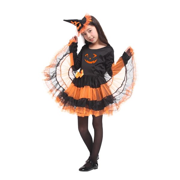 

umorden pretty orange halloween witch girl costume cosplay party carnival fantasia tutu dress, Black;red