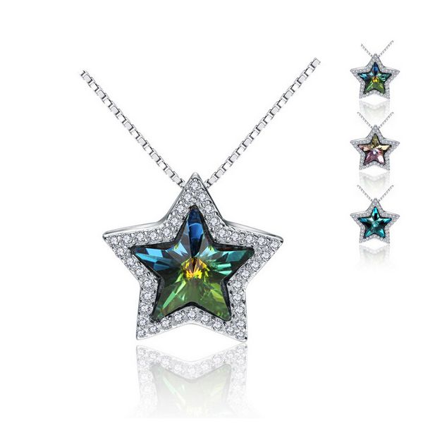 

star silver pendant for women 100% real 925 sterling silver pendant with crystal yh4696