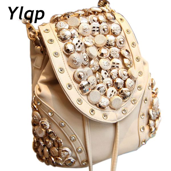 

2018 manual wear bead buon cover women leather backpack fashion female shoulder bags women college bags feminina