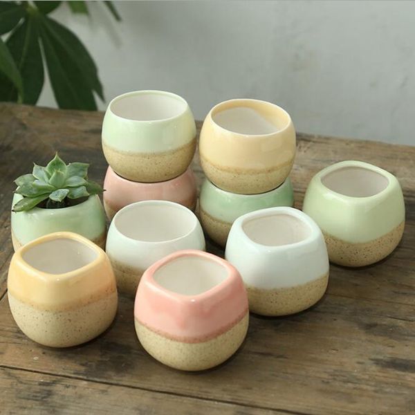 

ceramics flowerpot mini multicolour square succulents breed base special purpose basin reusable plant flower herb bed succulent pots