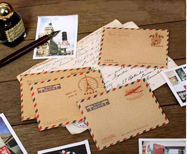 

9.6x7.3cm 50 pcs/set mini retro vintage kraft paper envelopes cute cartoon kawaii paper korean stationery gift