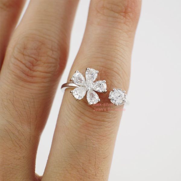 

925 solid sterling silver fashion jewelry cz flower charming knuckle mid pinkie toe ring a3459, Golden;silver