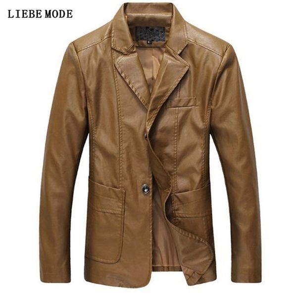 

new arrivals 2017 man slim fit blazer casual suit jacket leather stylish fashion plus size mens pu leather blazer jacket 5xl 6xl, Black