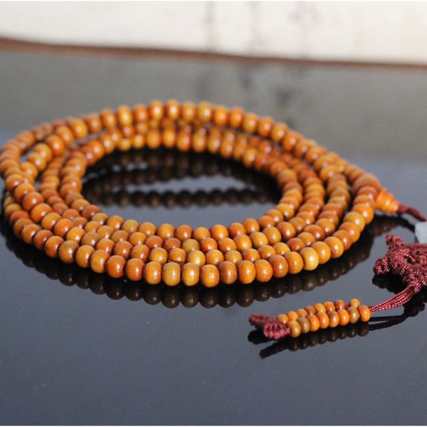 

natural yellow sandalwood rosary beads bracelet for women and men tibetan buddhism prayer beads mala jewelry, Black