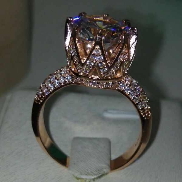 Золотое кольцо розовое кольцо Choucong RUD 8CT 5A Zircon CZ 925 стерлингового серебра съедобное кольцо с свадьбой