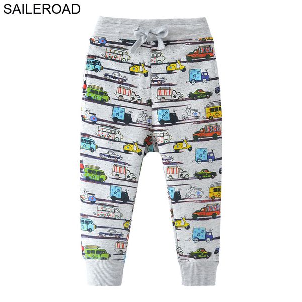 

saileroad 2-7years cartoon car pattern boys full length pants spring autumn baby kids casual pants cotton children boy's trouser, Blue