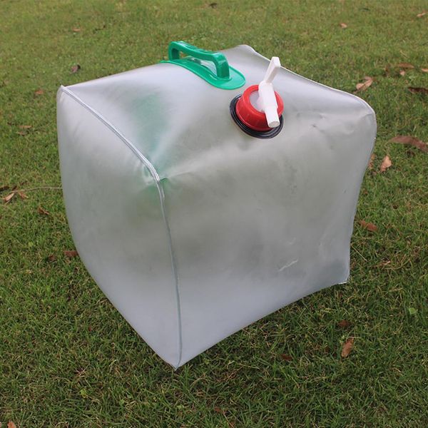 

outdoor 20l foldable pvc water bag tank soft flask transparent bucket camping water container kettle