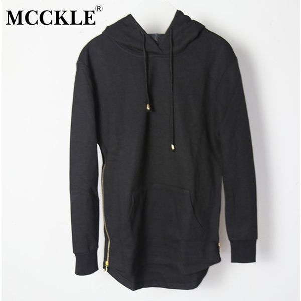 

Cotton Mcckle British Style Mens Hooded T Shirt Hipster Hip Hop Streetwear Gold Side Zipper Men Extended Arc Cut Long Sleeve Tees