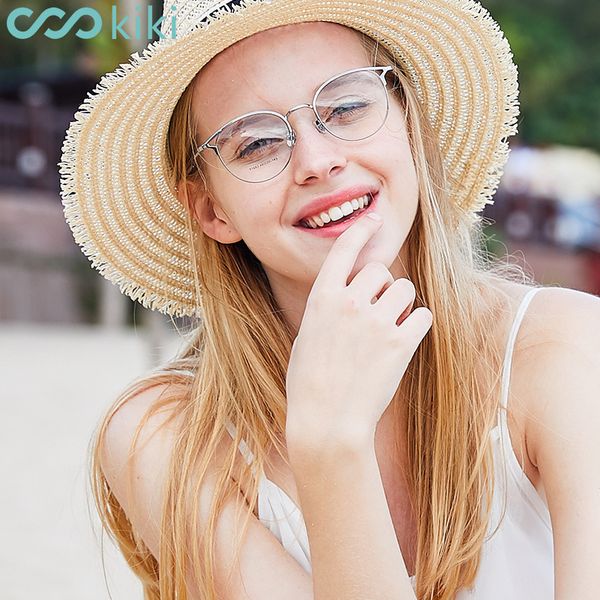 

kiki eye glasses metal retro cat eye frame women men eyeglasses frames clear lens oculos de grau masculino glasses#y1663, Silver