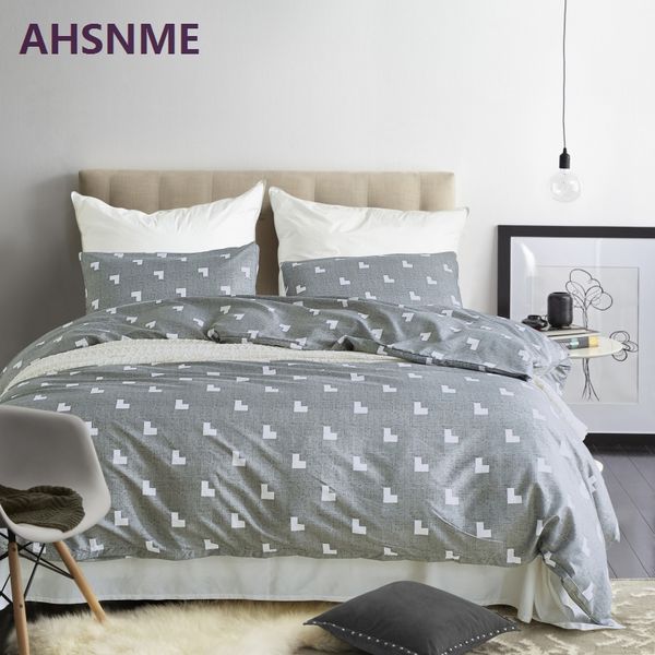 

ahsnme very comfort simple geometric paern & grey bedding set american size suitable for king  quilt cover home textiles