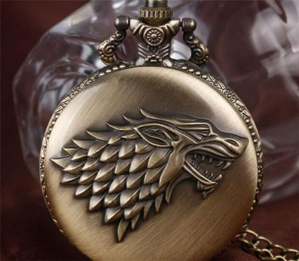 Game Of Thrones Strak House Wolf Pocket Watch Necklace With Chains